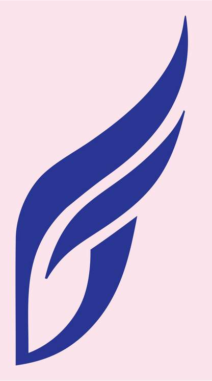 Sweeping Feather Wing Logo #fce4ec/#283593
