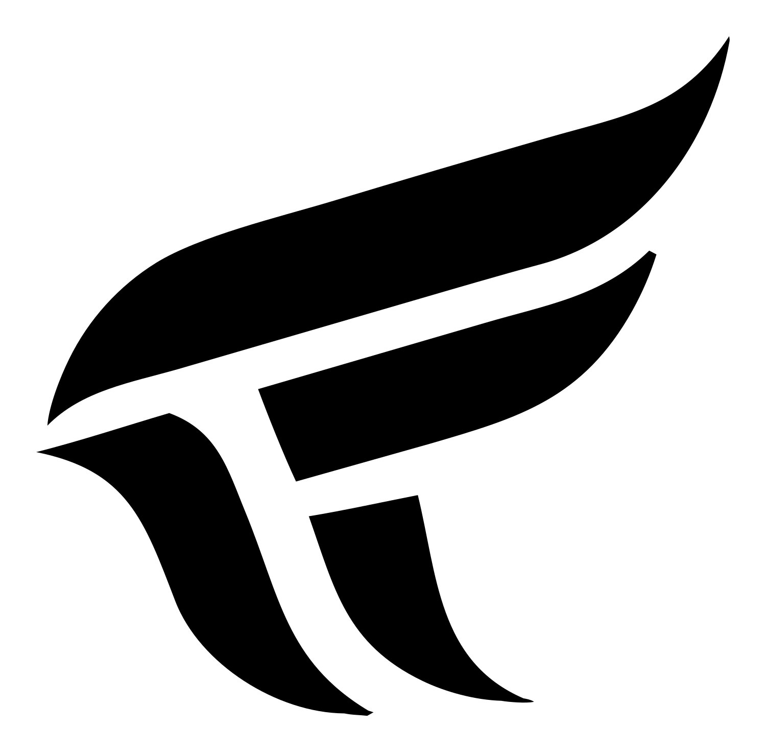 Curved Feather Sweep Logo #ffffff/#000000