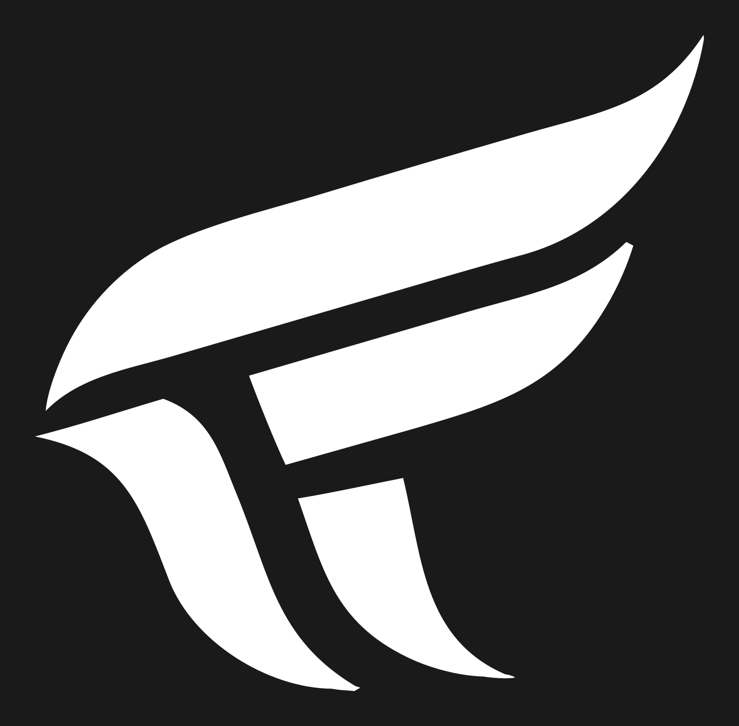 Curved Feather Sweep Logo #1a1a1a/#ffffff