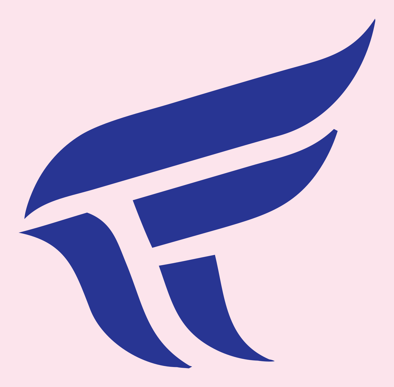Curved Feather Sweep Logo #fce4ec/#283593
