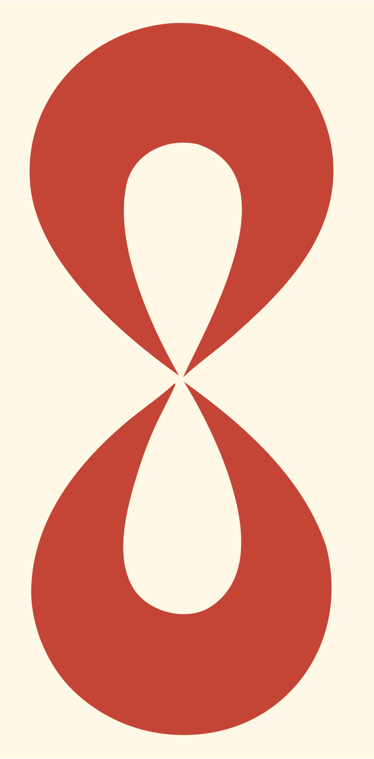 Double Teardrop Infinity Logo #fff8e7/#c44536