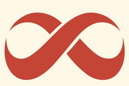 Lemniscate Cutout Infinity Logo #fff8e7/#c44536