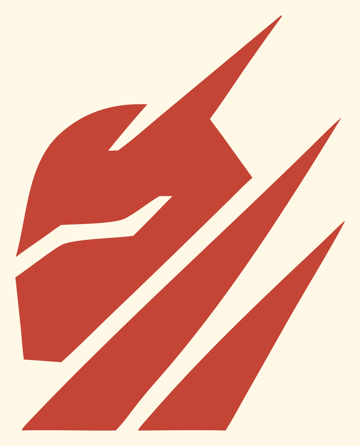 Slashed Helmet AI Logo #fff8e7/#c44536