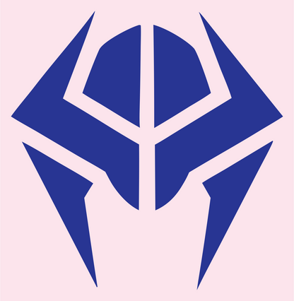 Knight Helmet Mask Logo #fce4ec/#283593