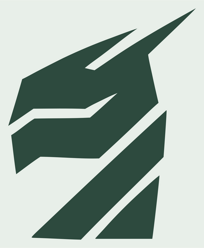 Faceted Knight Helmet Logo #e8efe9/#2d4a3e