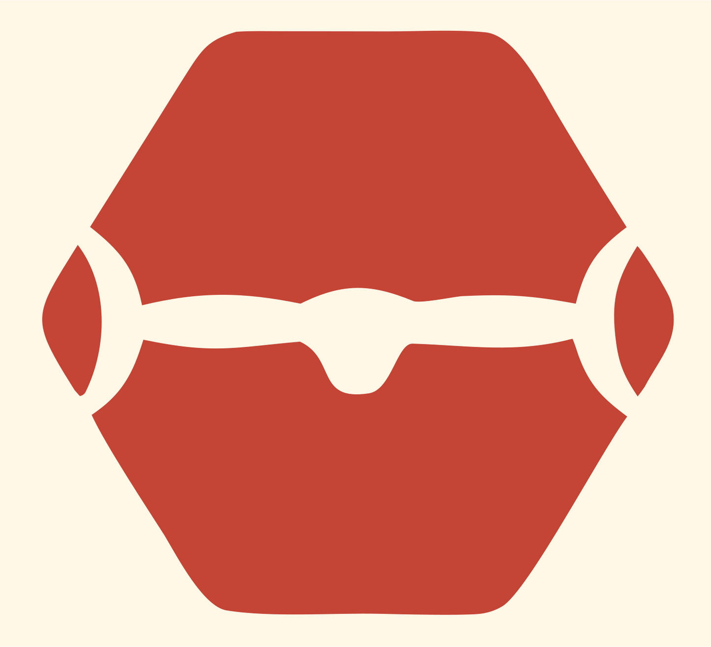 Hexagon Drone Negative Space Logo #fff8e7/#c44536