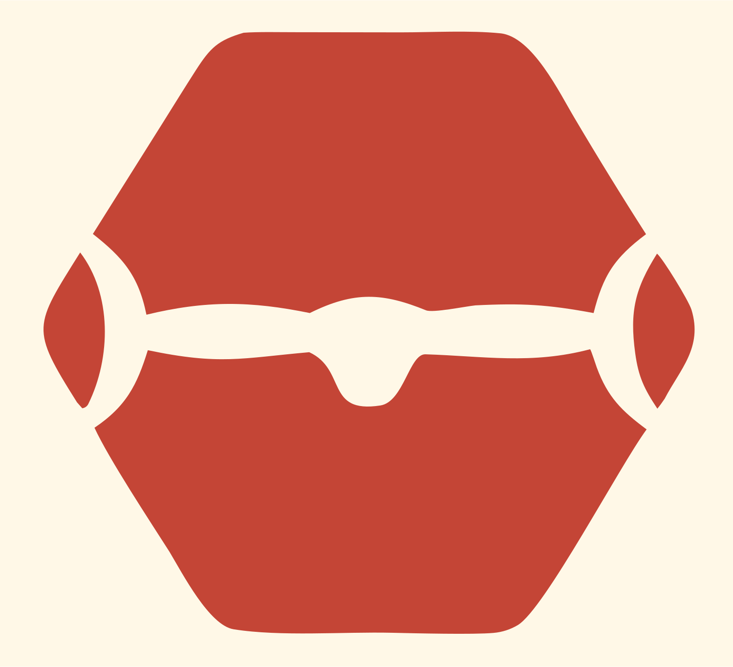 Hexagon Drone Negative Space Logo #fff8e7/#c44536