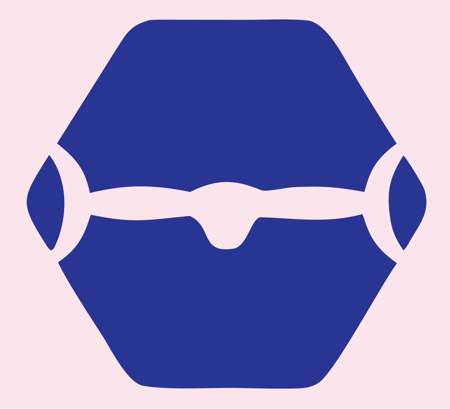 Hexagon Drone Negative Space Logo #fce4ec/#283593