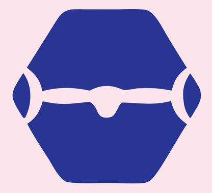 Hexagon Drone Negative Space Logo #fce4ec/#283593