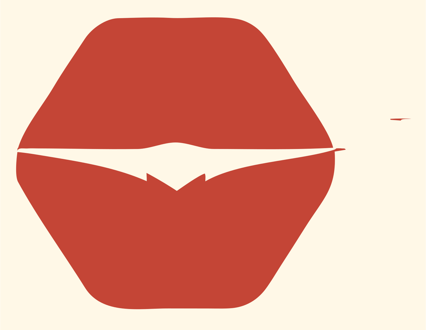 Lips Hexagon Drone Logo #fff8e7/#c44536