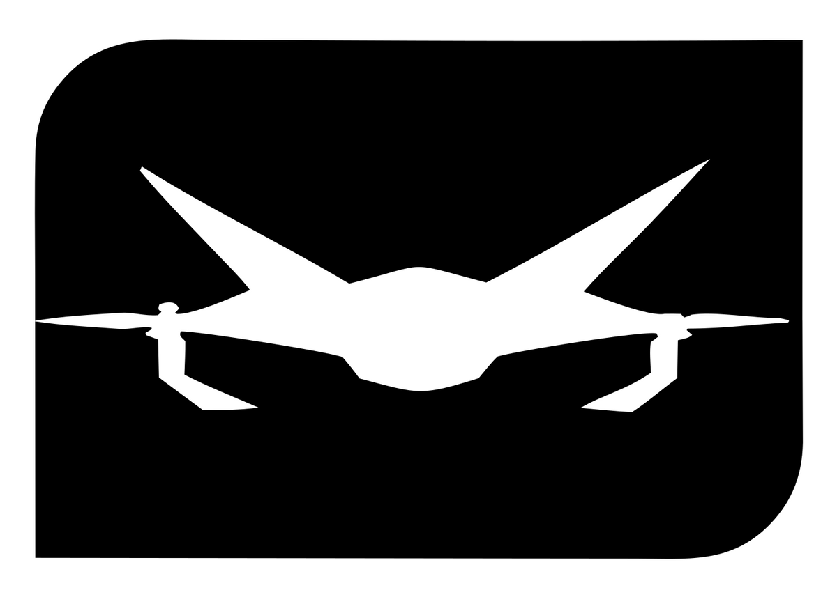 Drone Silhouette Negative Space Logo #ffffff/#000000