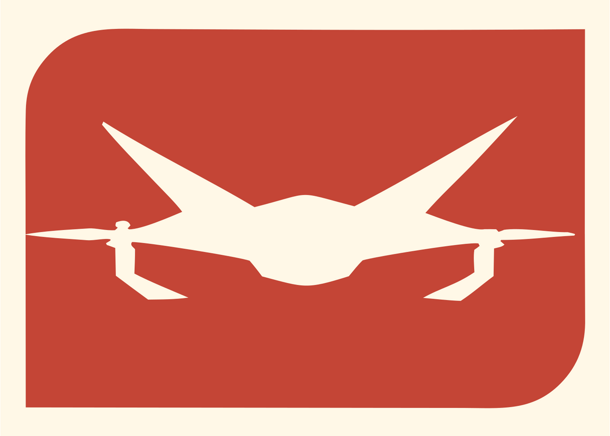Drone Silhouette Negative Space Logo #fff8e7/#c44536