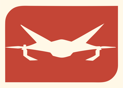 Drone Silhouette Negative Space Logo #fff8e7/#c44536