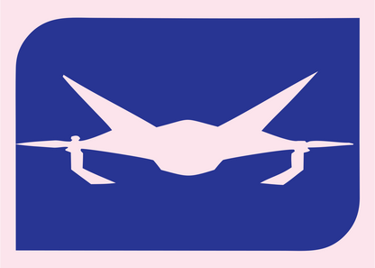 Drone Silhouette Negative Space Logo #fce4ec/#283593