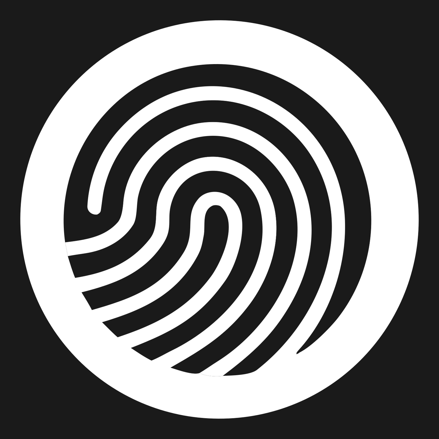 Fingerprint Circle Badge Logo #1a1a1a/#ffffff