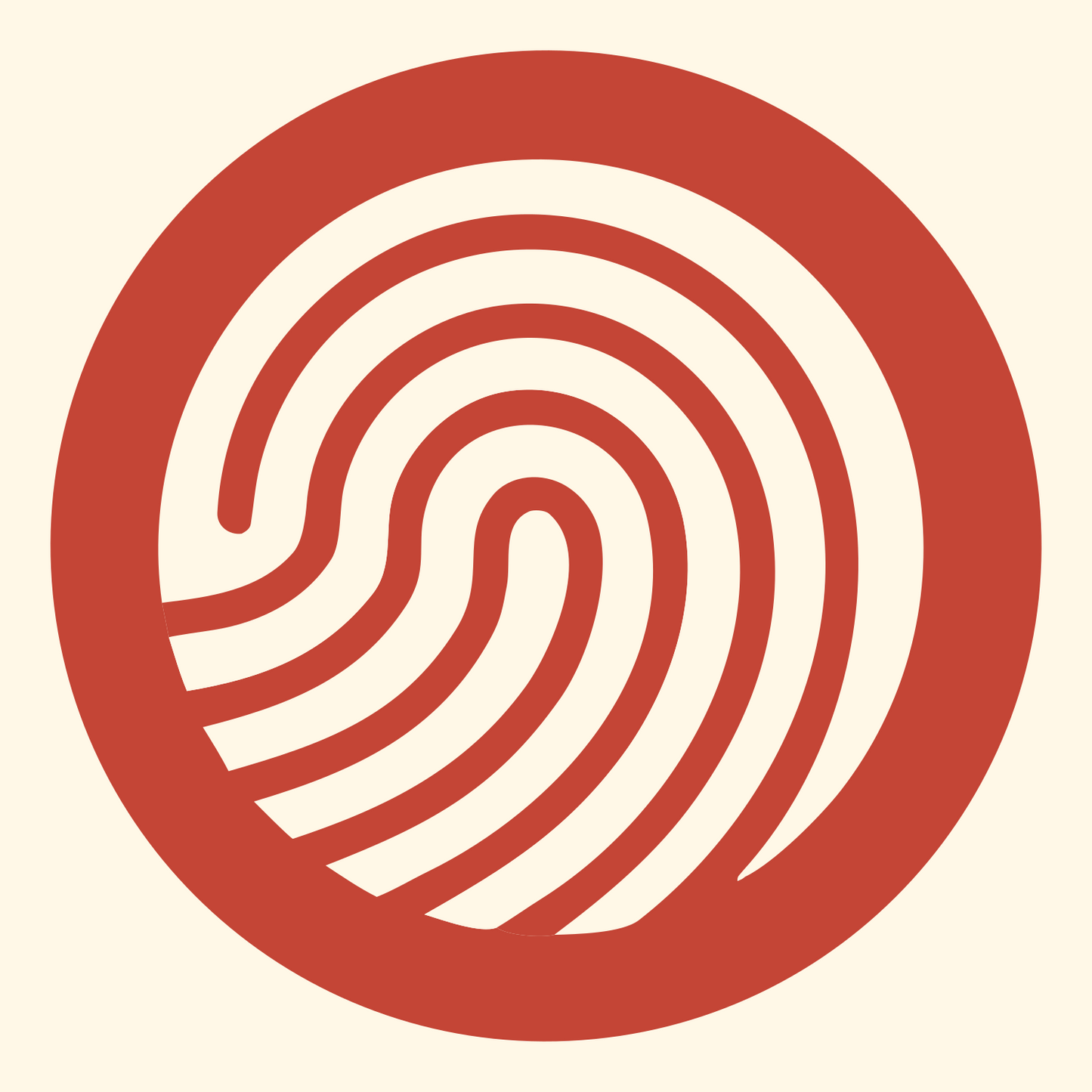 Fingerprint Circle Badge Logo #fff8e7/#c44536