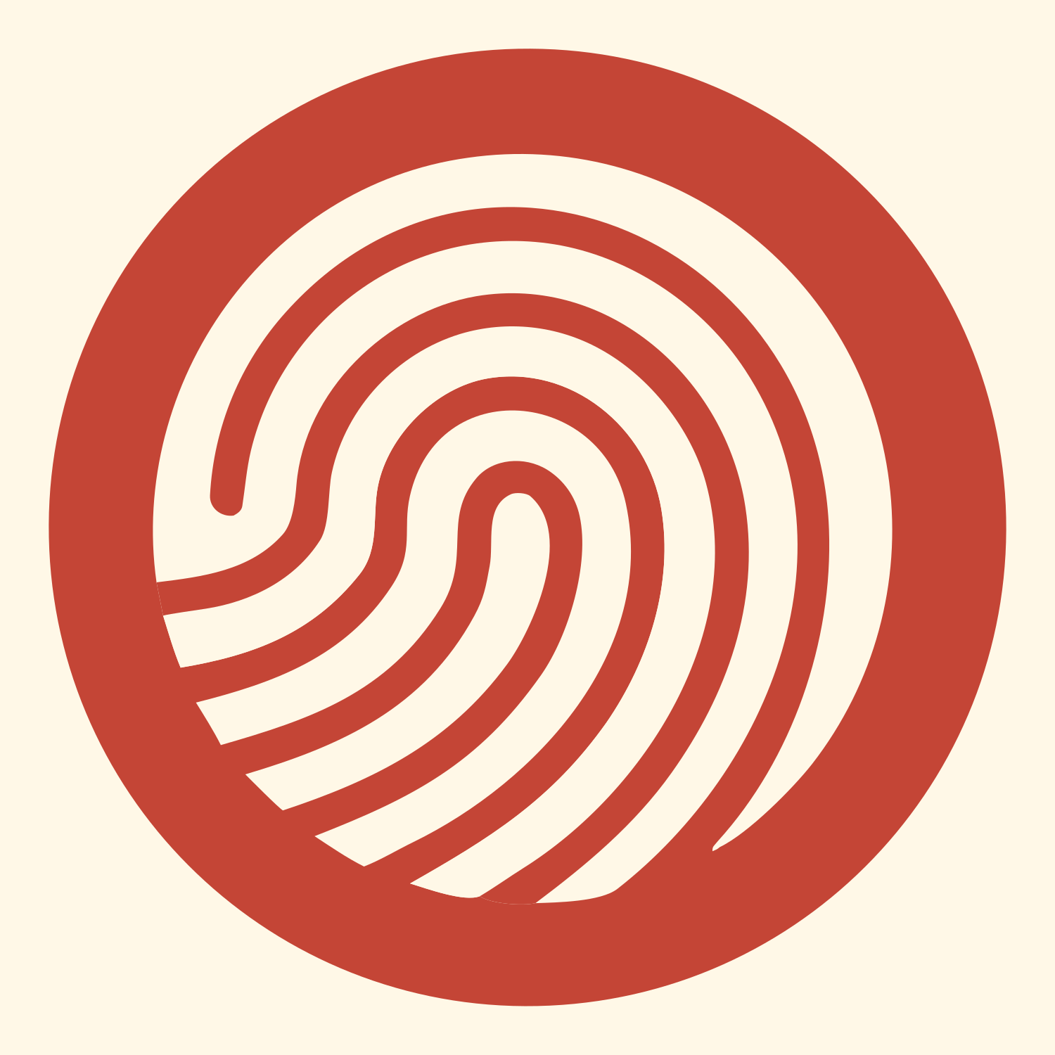 Fingerprint Circle Badge Logo #fff8e7/#c44536