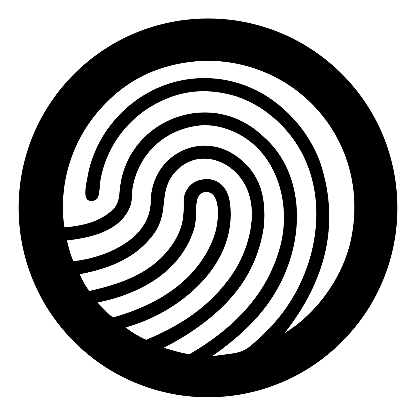 Fingerprint Swirl Circle Logo #ffffff/#000000