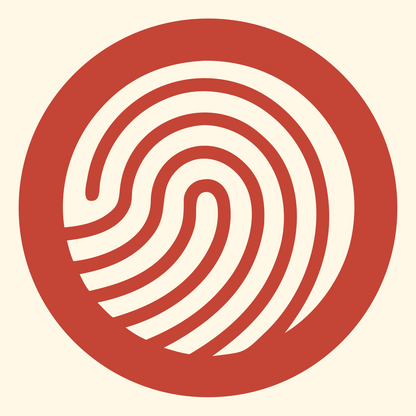 Fingerprint Swirl Circle Logo #fff8e7/#c44536
