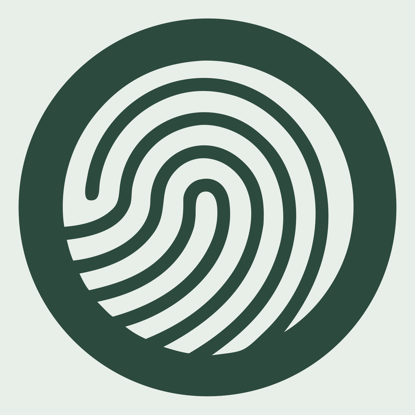 Fingerprint Swirl Circle Logo #e8efe9/#2d4a3e