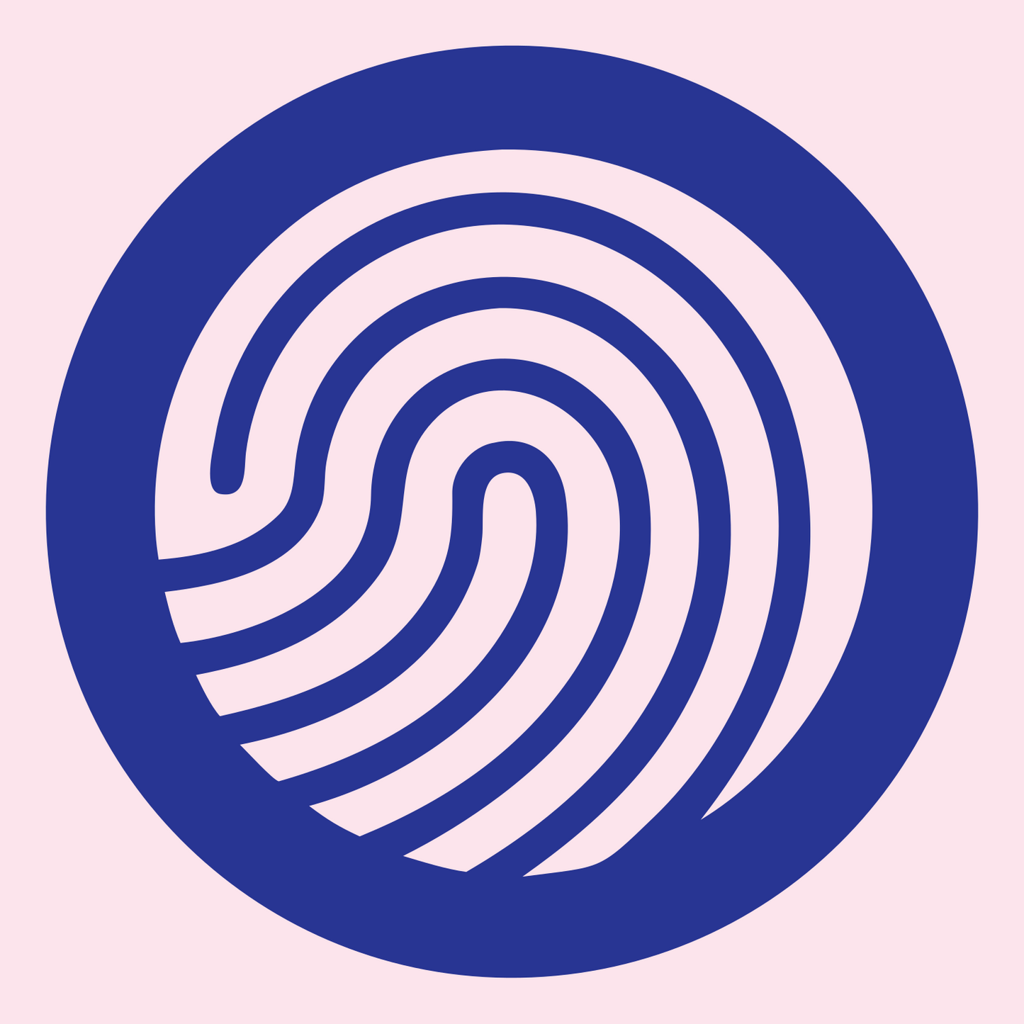 Fingerprint Swirl Circle Logo #fce4ec/#283593
