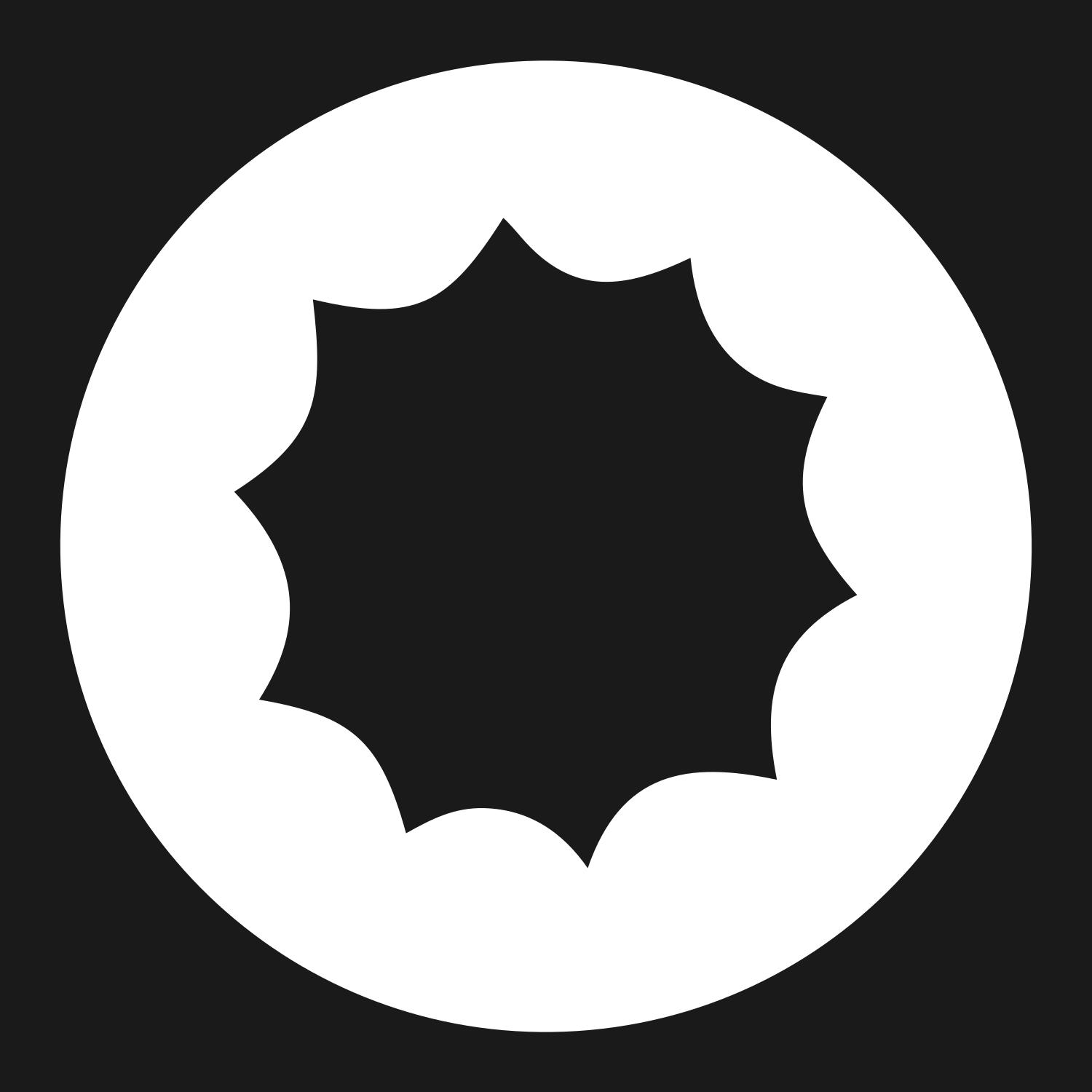 Starburst Circle Cutout Logo #1a1a1a/#ffffff