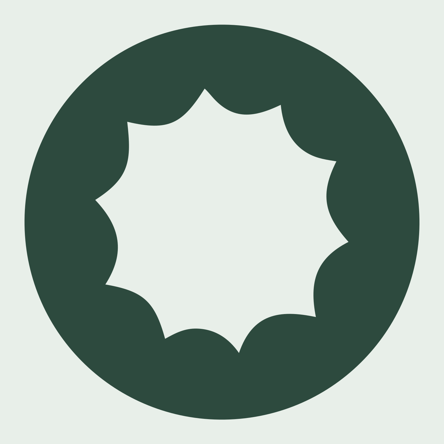 Starburst Circle Cutout Logo #e8efe9/#2d4a3e