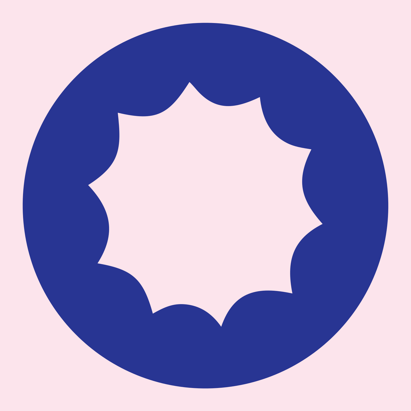Starburst Circle Cutout Logo #fce4ec/#283593