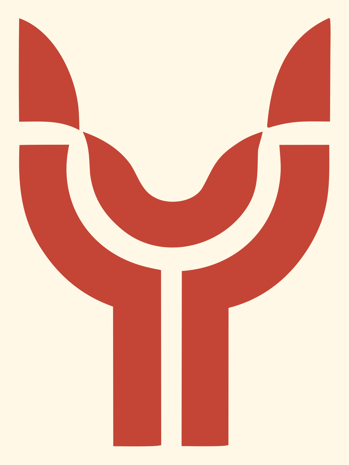 Forked Claw Emblem Logo #fff8e7/#c44536