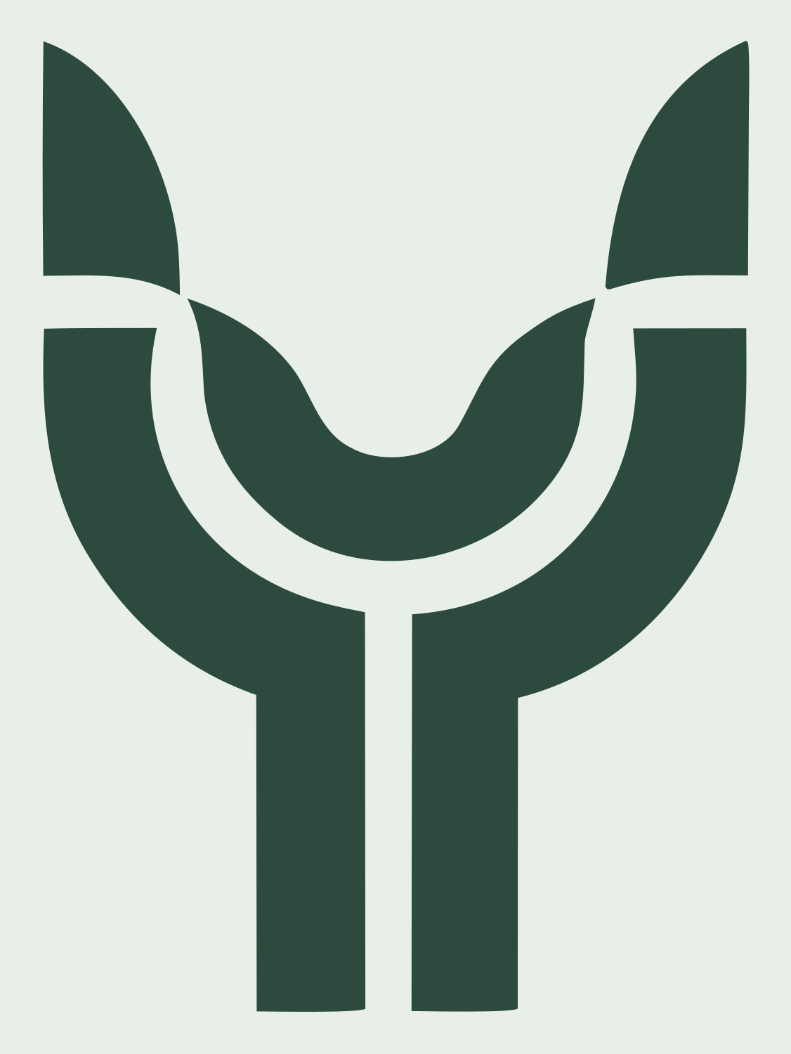 Forked Claw Emblem Logo #e8efe9/#2d4a3e