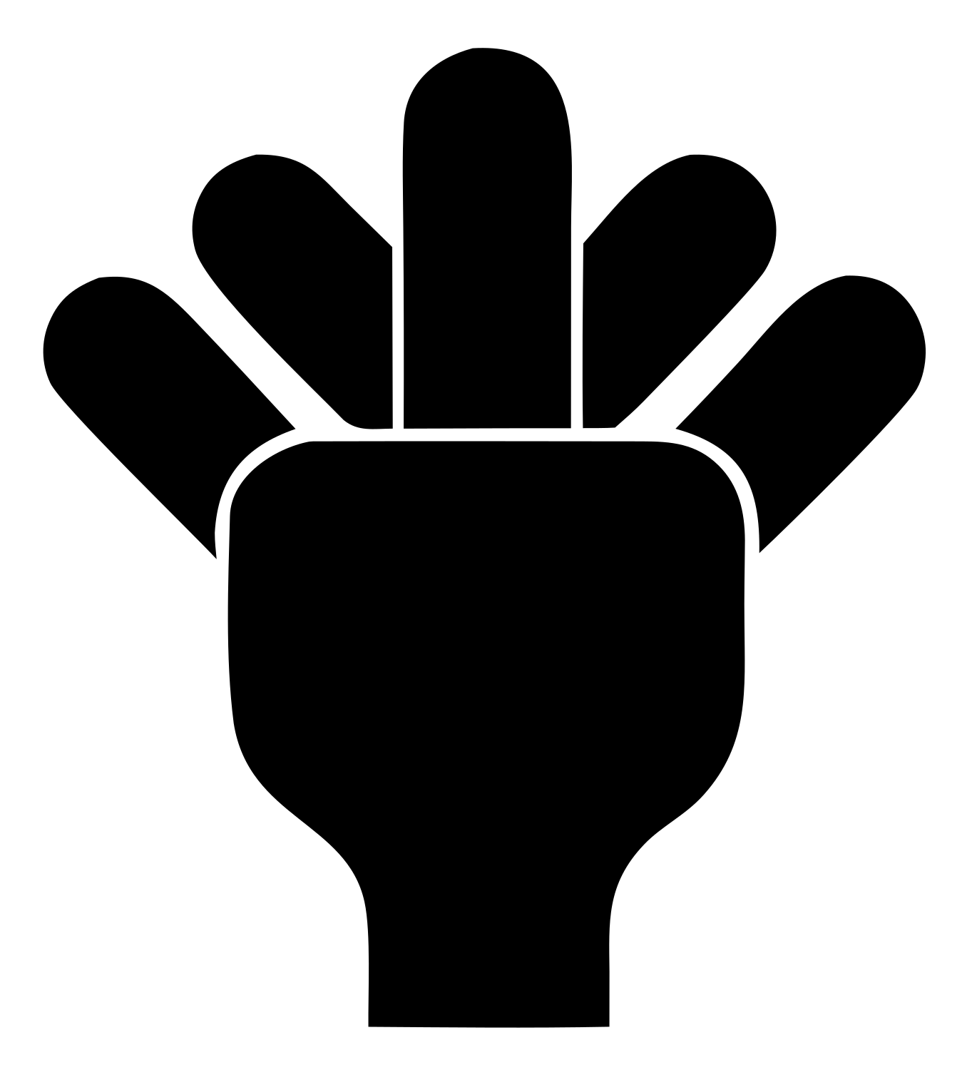 Open Palm Silhouette Logo #ffffff/#000000
