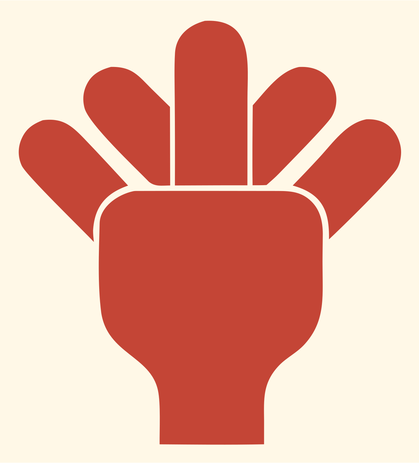 Open Palm Silhouette Logo #fff8e7/#c44536