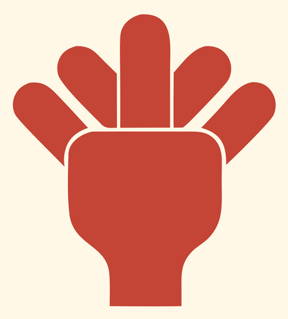 Open Palm Silhouette Logo #fff8e7/#c44536