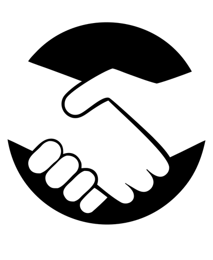 Negative Space Handshake Round Logo
