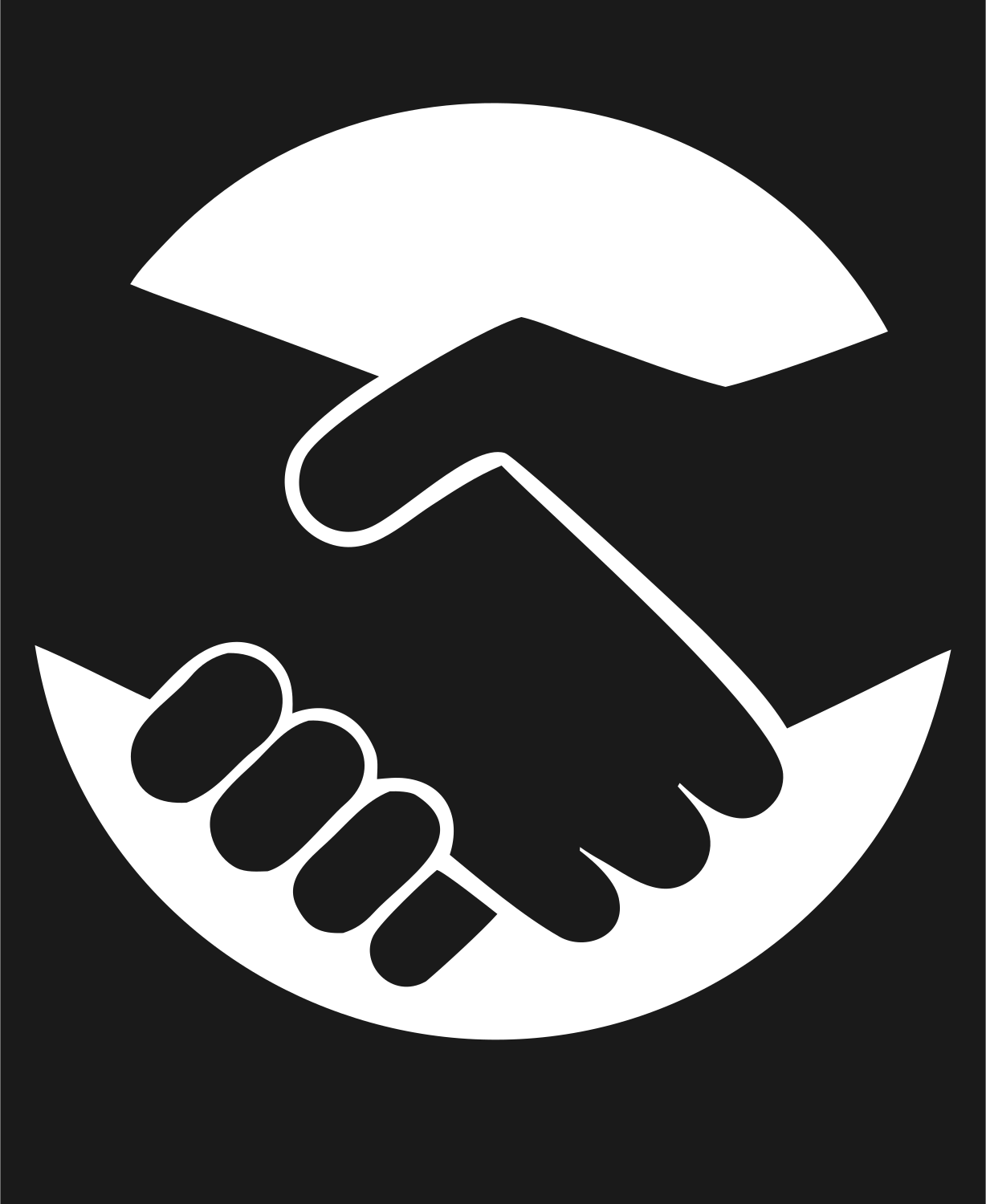 Negative Space Handshake Round Logo #1a1a1a/#ffffff
