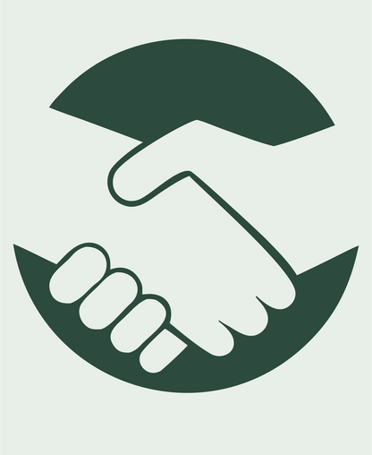 Negative Space Handshake Round Logo #e8efe9/#2d4a3e