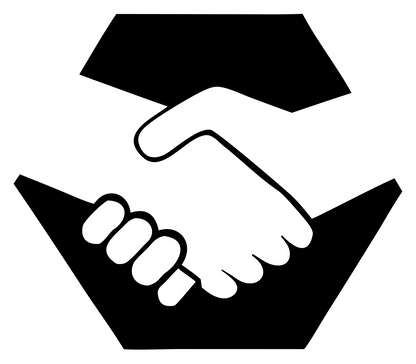Handshake Hexagon Badge Logo #ffffff/#000000