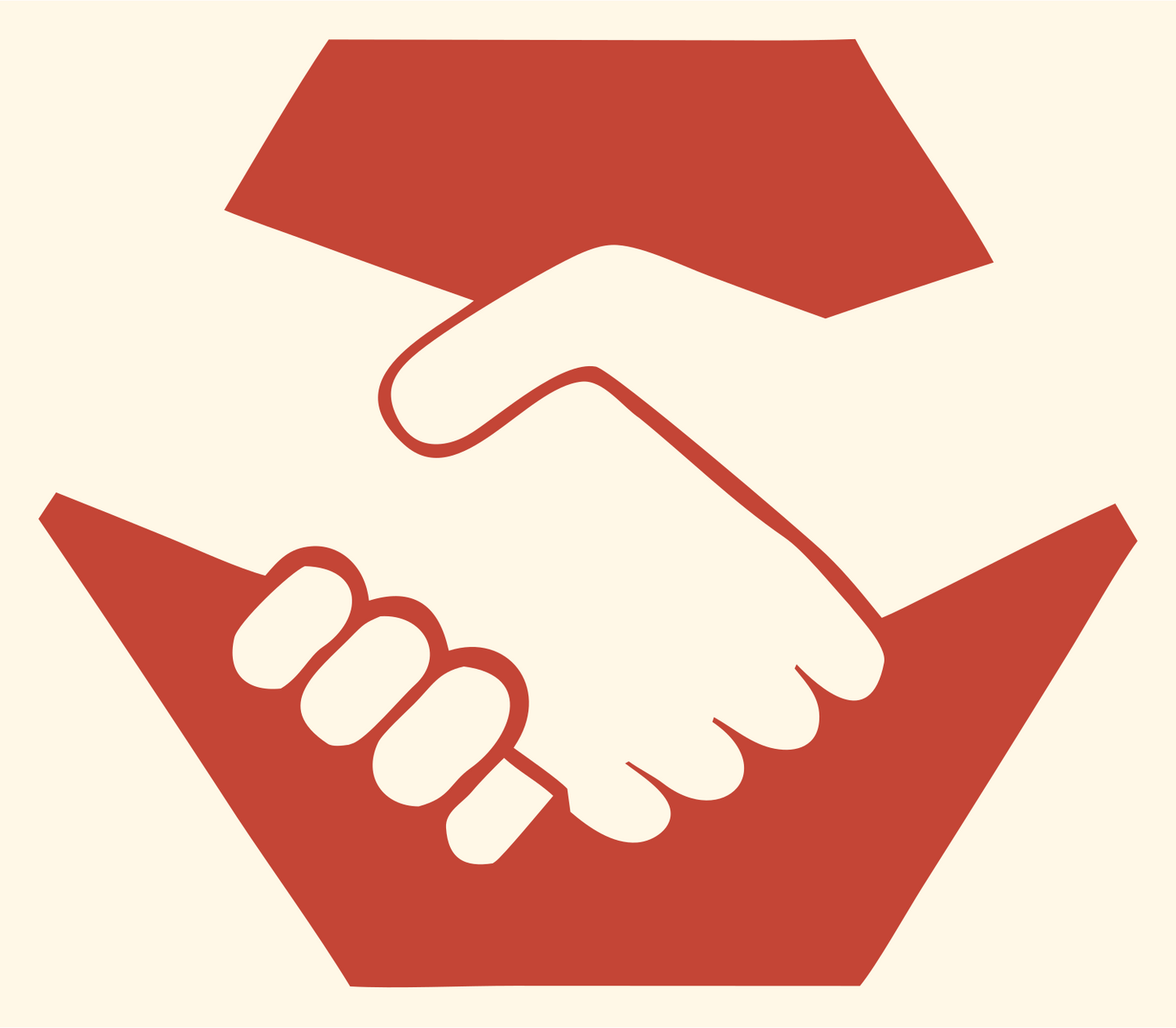 Handshake Hexagon Badge Logo #fff8e7/#c44536