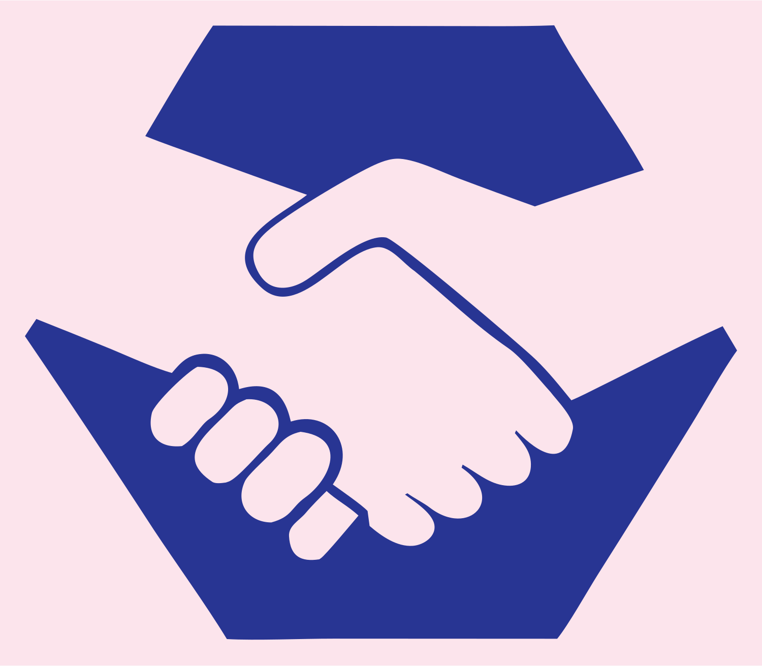 Handshake Hexagon Badge Logo #fce4ec/#283593