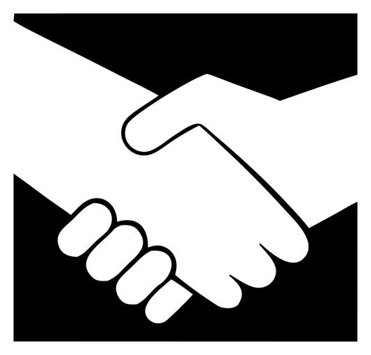 Negative Space Handshake Square Logo