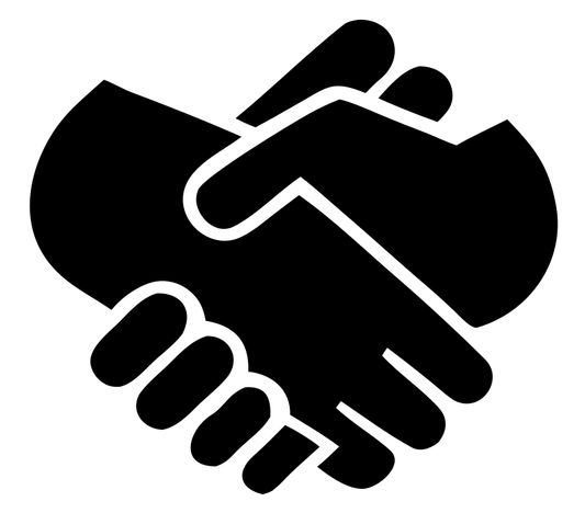 Negative Space Handshake Silhouette Logo