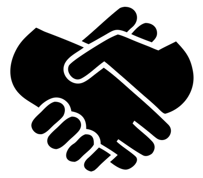 Negative Space Handshake Silhouette Logo #ffffff/#000000