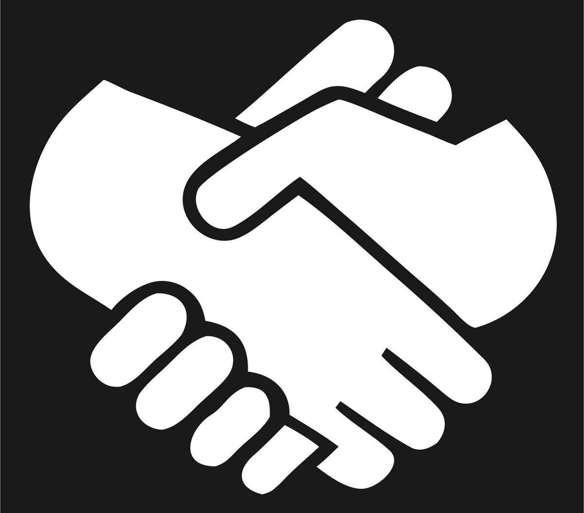 Negative Space Handshake Silhouette Logo #1a1a1a/#ffffff