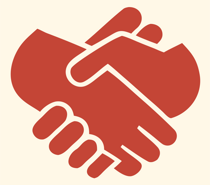 Negative Space Handshake Silhouette Logo #fff8e7/#c44536