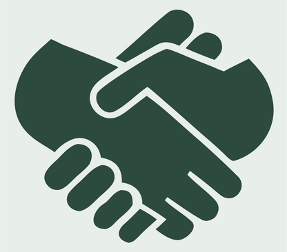 Negative Space Handshake Silhouette Logo #e8efe9/#2d4a3e