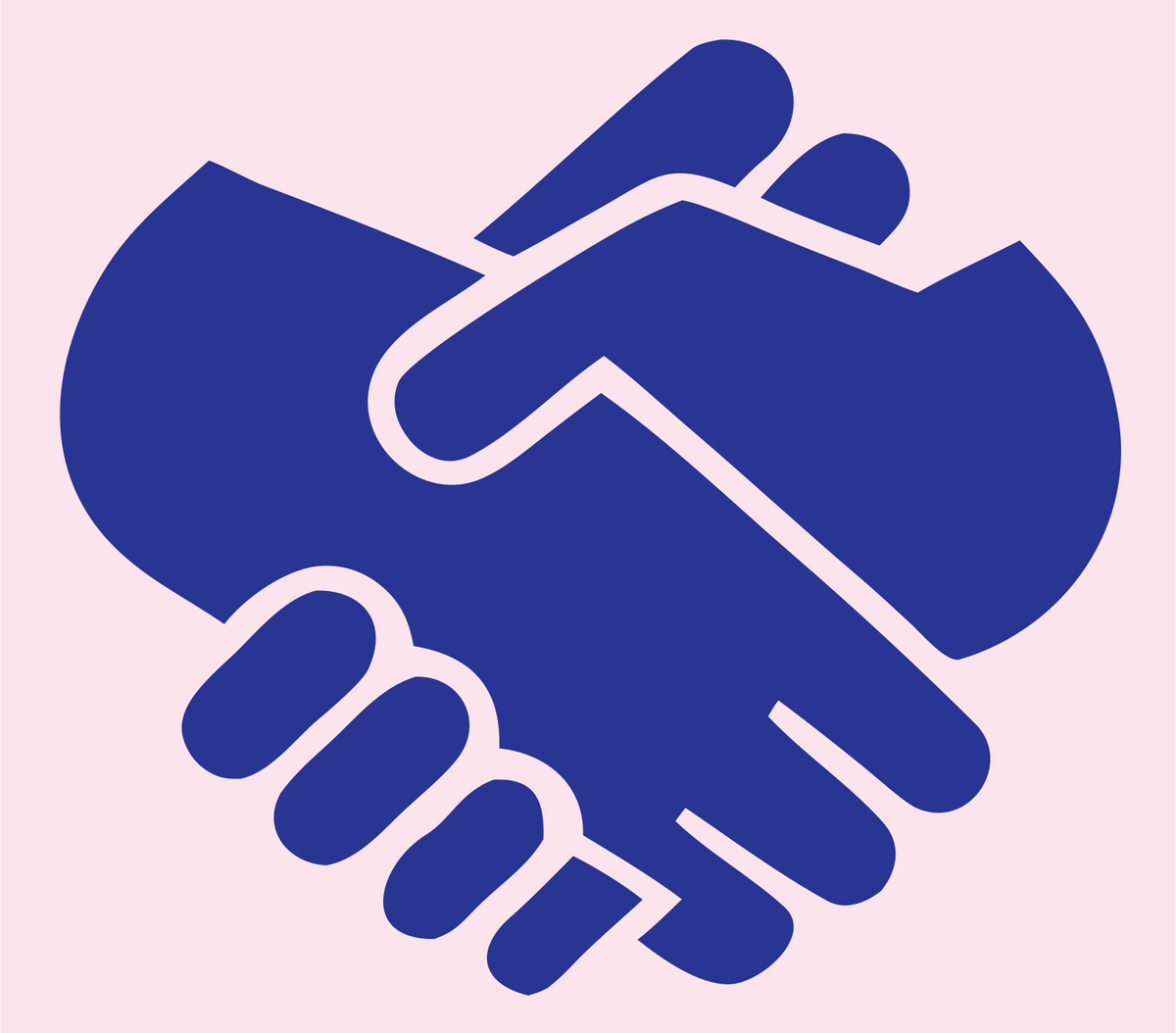 Negative Space Handshake Silhouette Logo #fce4ec/#283593