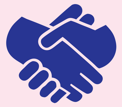 Negative Space Handshake Silhouette Logo #fce4ec/#283593