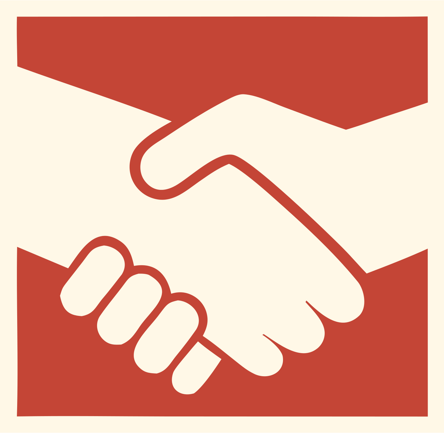 Handshake Arms Contrast Logo #fff8e7/#c44536