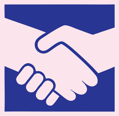 Handshake Arms Contrast Logo #fce4ec/#283593