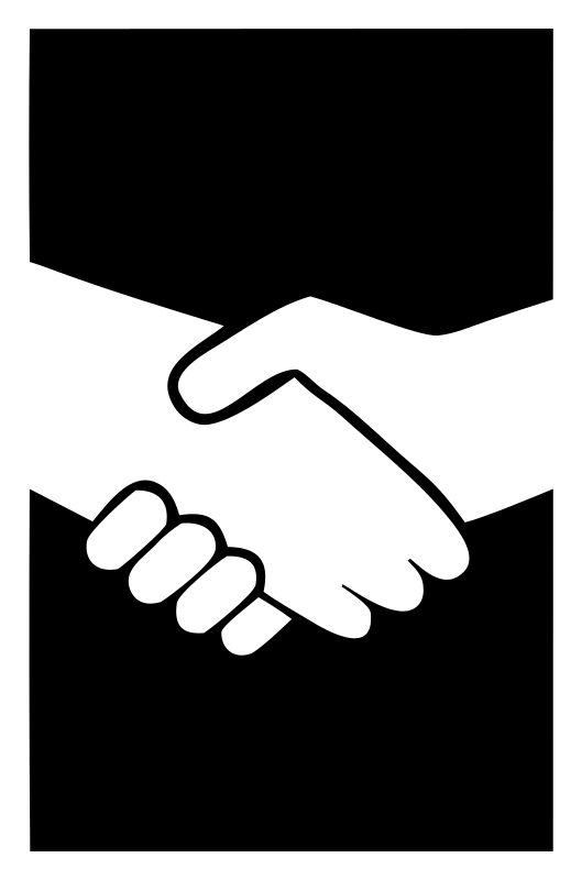 Negative Space Handshake Portrait Logo